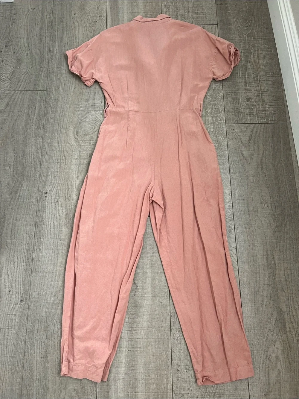Zara Linen Blend Pink Jumpsuit Size Medium